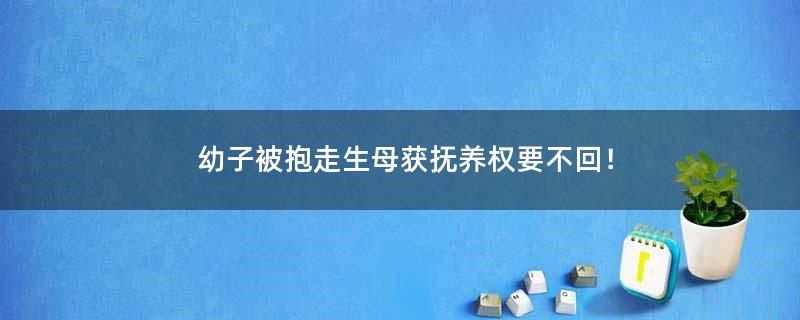 幼子被抱走 生母獲撫養權要不回！